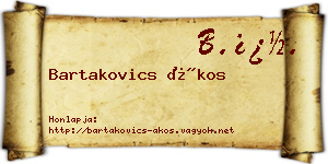 Bartakovics Ákos névjegykártya